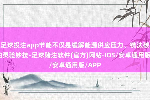 足球投注app节能不仅是缓解能源供应压力、镌汰碳排放的灵验妙技-足球赌注软件(官方)网站·IOS/安卓通用版/APP