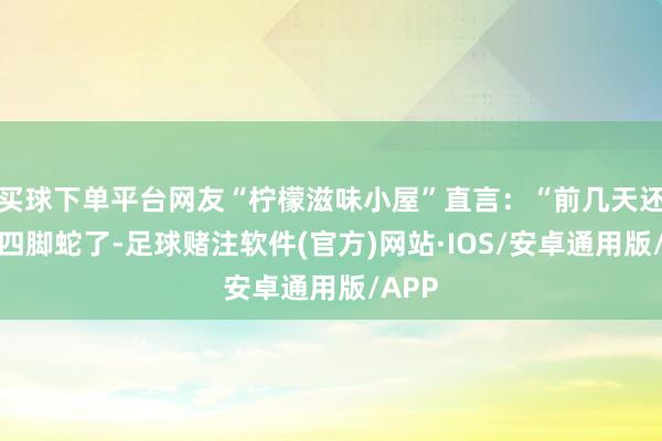 买球下单平台网友“柠檬滋味小屋”直言：“前几天还看到四脚蛇了-足球赌注软件(官方)网站·IOS/安卓通用版/APP