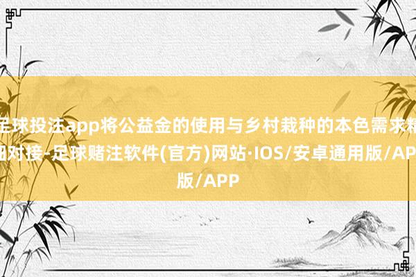足球投注app将公益金的使用与乡村栽种的本色需求精细对接-足球赌注软件(官方)网站·IOS/安卓通用版/APP